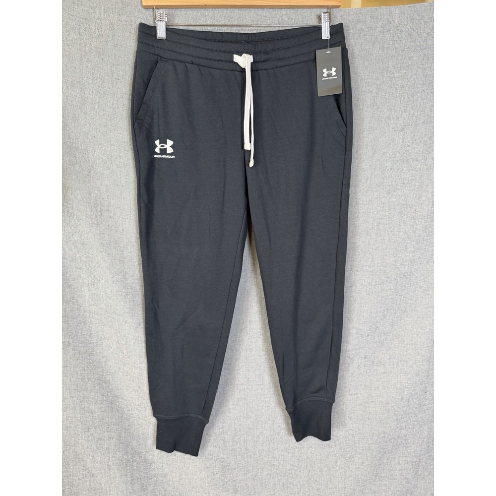 NEW Under Armour Rival Fleece Women's Jogger Pants M Black Loose Fit Drawstring